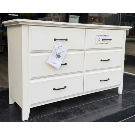 Soho White : Tủ Ngang 6 Ngăn Kéo - Màu Trắng Wash